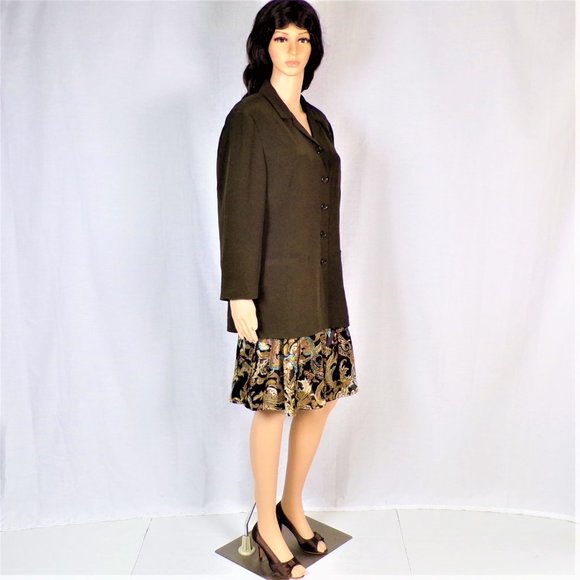 DUE PER DUE size 14 Jrs. brown 100% silk blazer - Picture 3 of 13